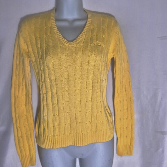 CHAPS stylish Yellow knit sweater in size Small - Picture 10 of 16
